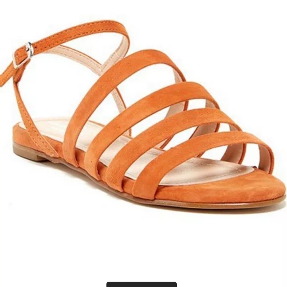 Charles David Collection Orange Suede Stripe Sandals 39/8
